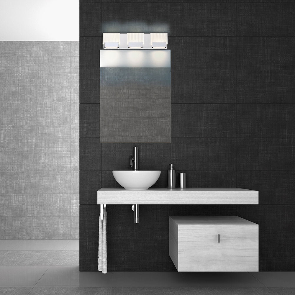 Sonic LED Vanity Wall Light in bathroom.