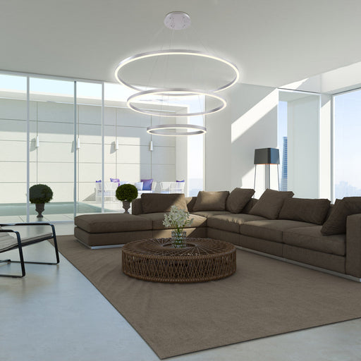 Spunto LED Multi Tier Chandelier in living room.