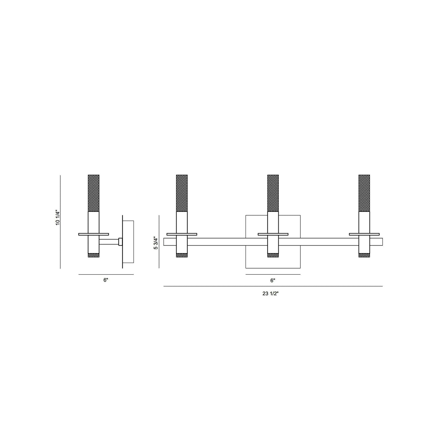 Torna LED Vanity Wall Light - line drawing.