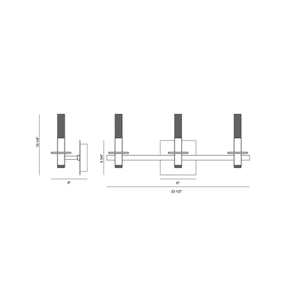 Torna LED Vanity Wall Light - line drawing.