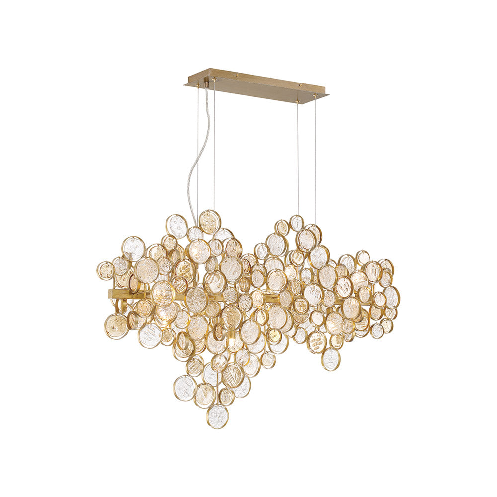 Trento Linear Chandelier in Antique Gold (12-Light).