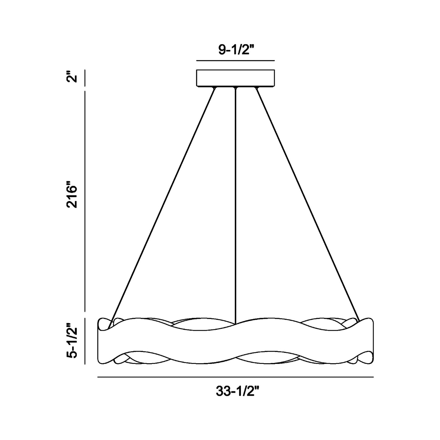 Vaughan LED Chandelier - line drawing.