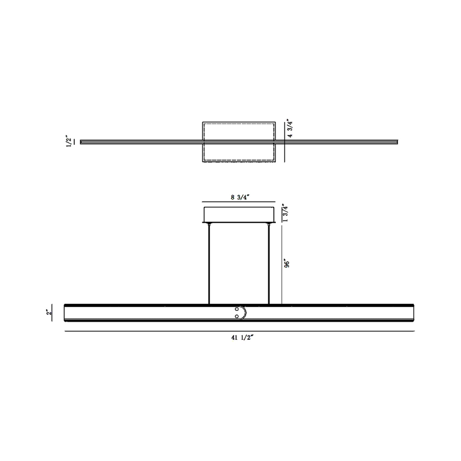 Verdura LED Linear Pendant Light - line drawing.