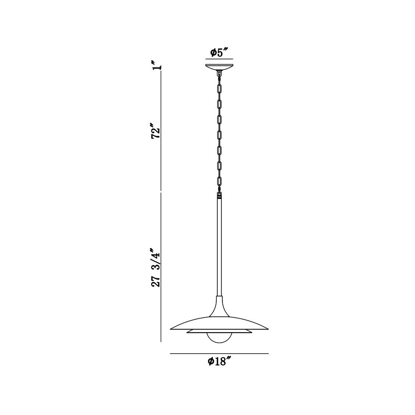 Welsh LED Pendant Light - line drawing.