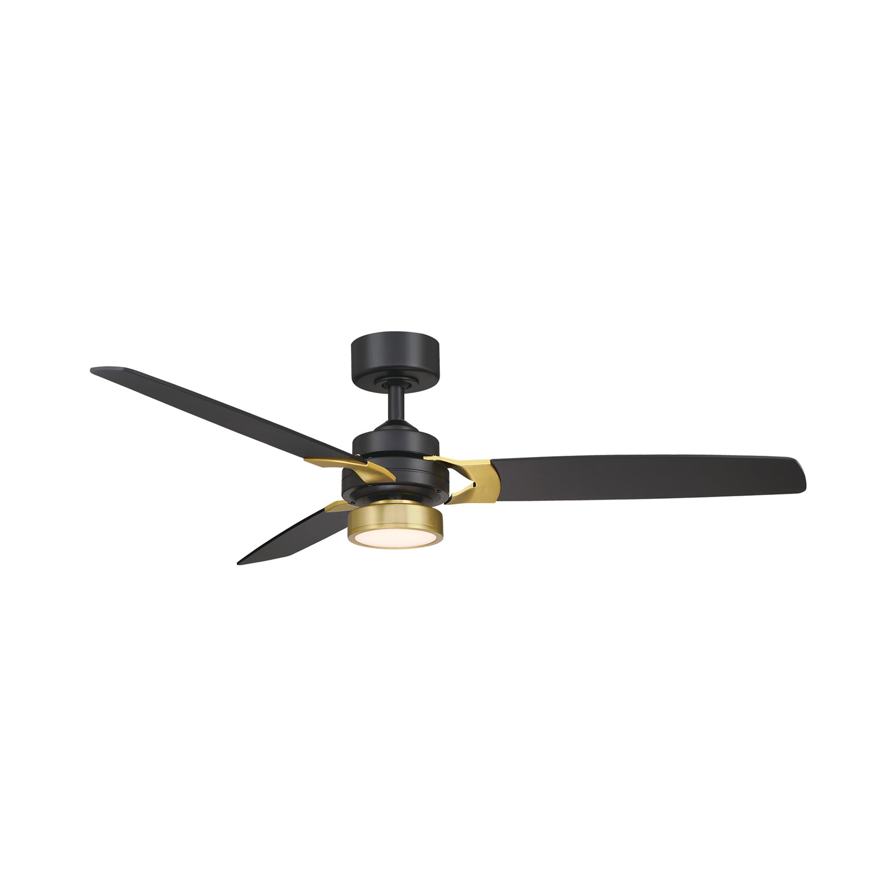 Amped LED Ceiling Fan in Black/Brushed Brass.