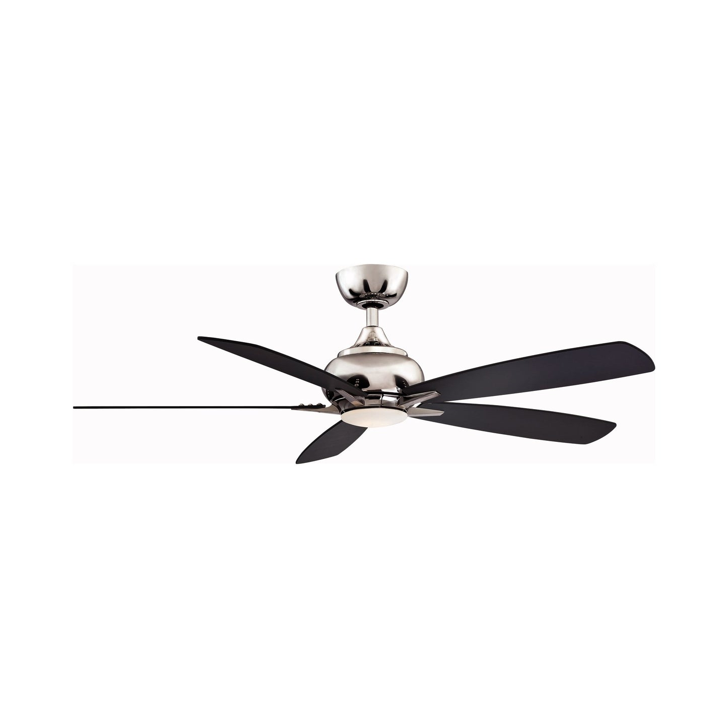 Doren LED Ceiling Fan in Polished Nickel.