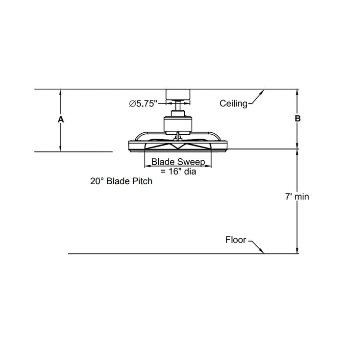 Gleam Indoor / Outdoor LED Ceiling Fan - line drawing.
