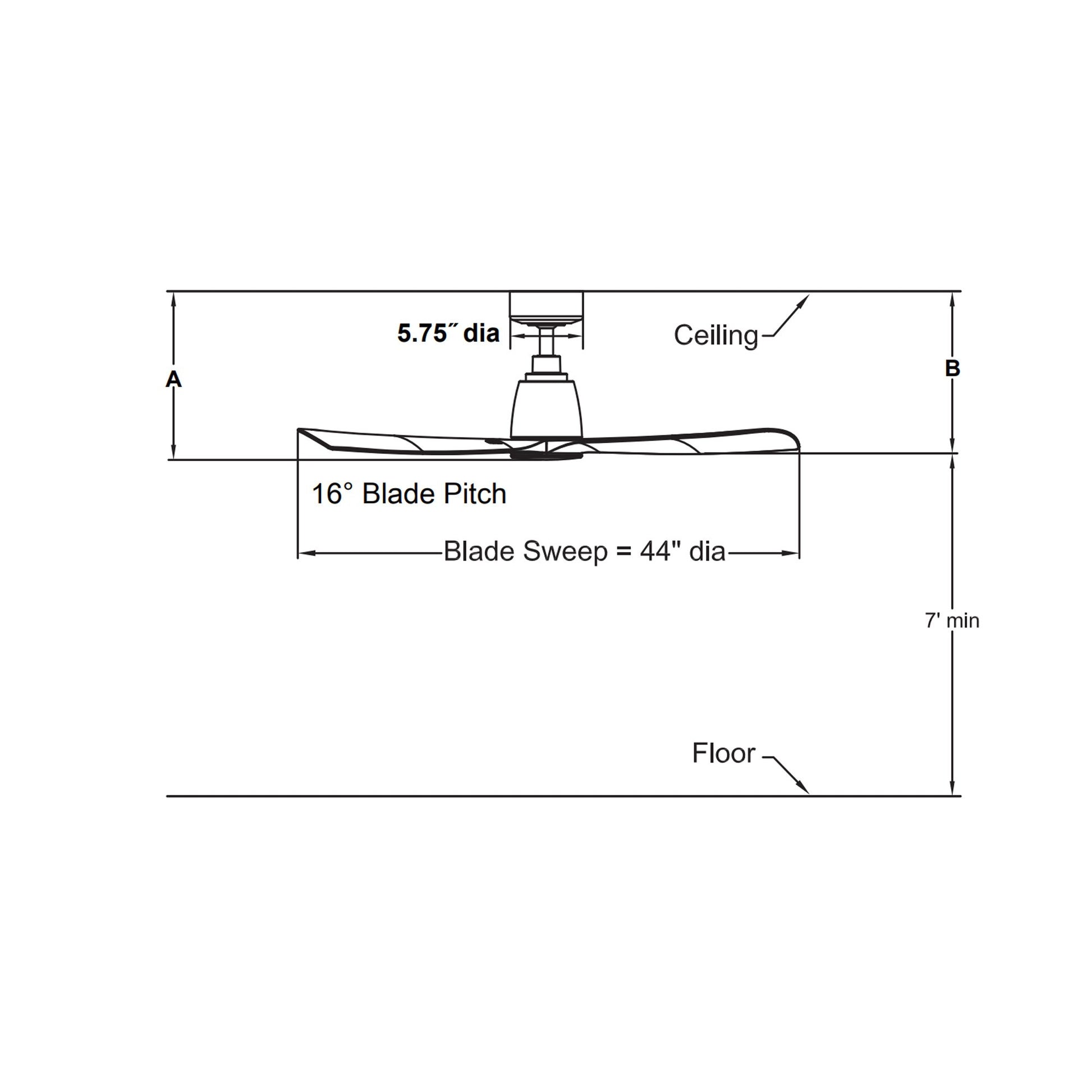 Kute Indoor / Outdoor Ceiling Fan - line drawing.