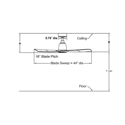 Kute Indoor / Outdoor Ceiling Fan - line drawing.