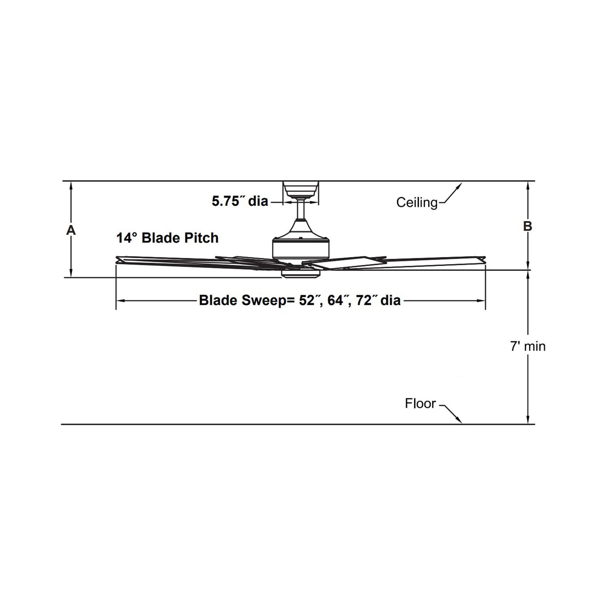 Levon Custom Ceiling Fan - line drawing.