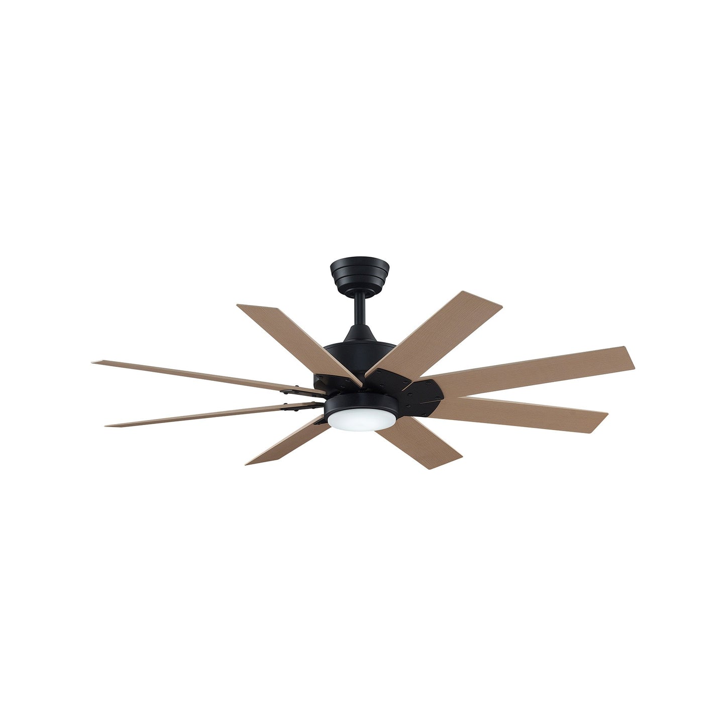 Levon Custom LED Ceiling Fan in Black/Natural (52-Inch).