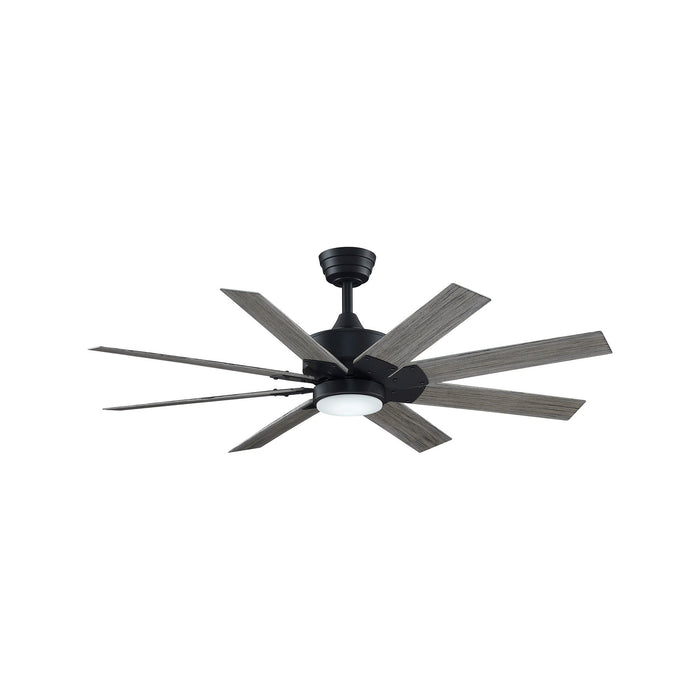 Levon Custom LED Ceiling Fan in Black/Weathered Wood (52-Inch).
