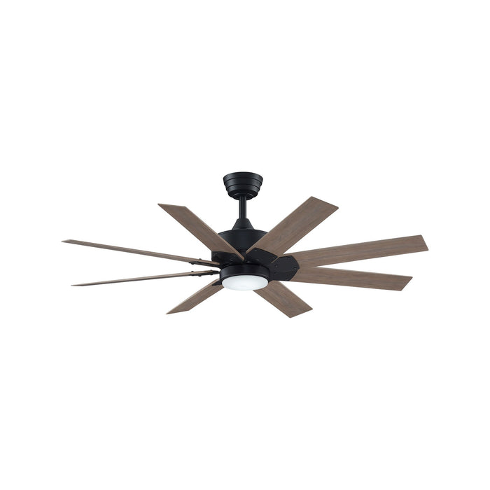 Levon Custom LED Ceiling Fan in Black/Washed Pine (52-Inch).
