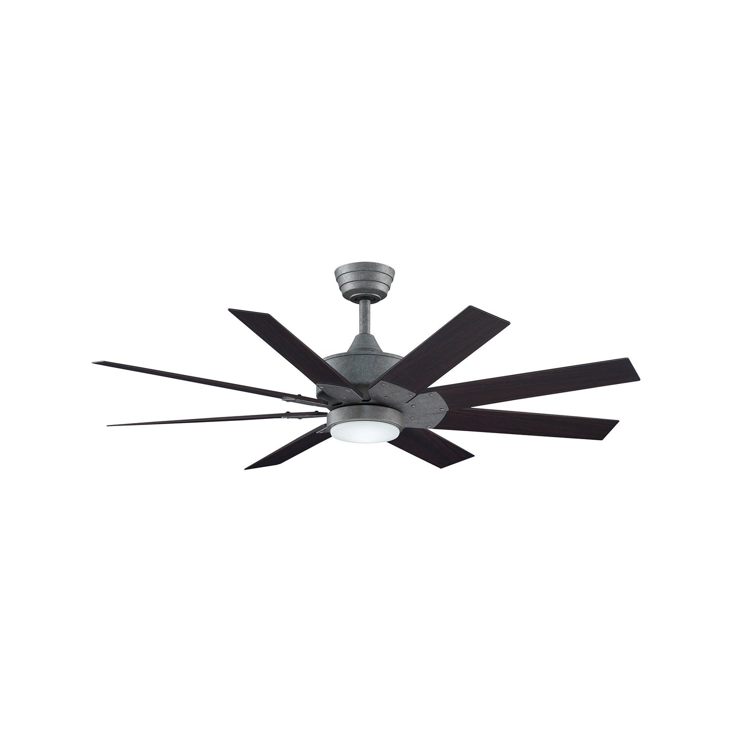 Levon Custom LED Ceiling Fan in Galvanized/Dark Walnut (52-Inch).