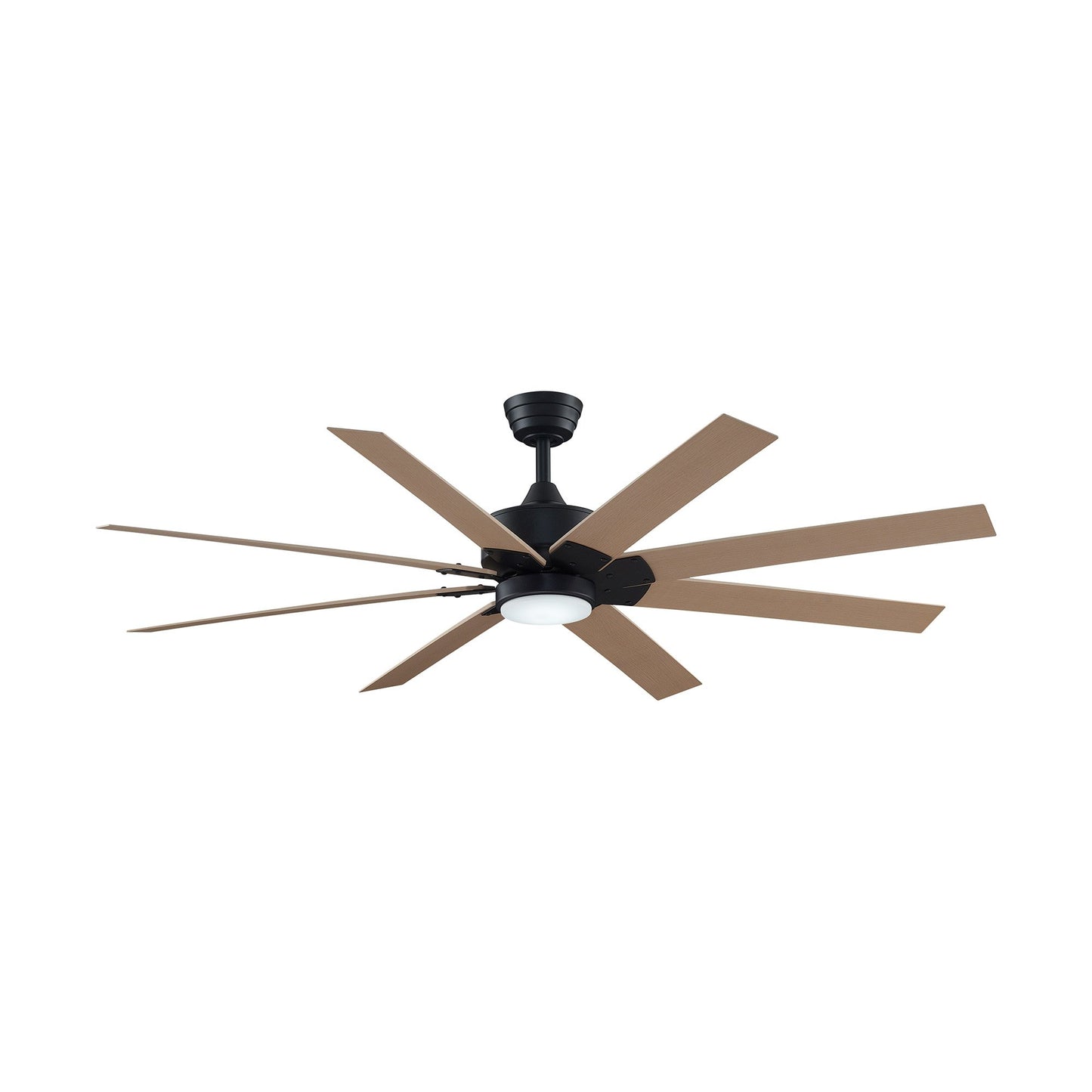 Levon Custom LED Ceiling Fan in Black/Natural (64-Inch).