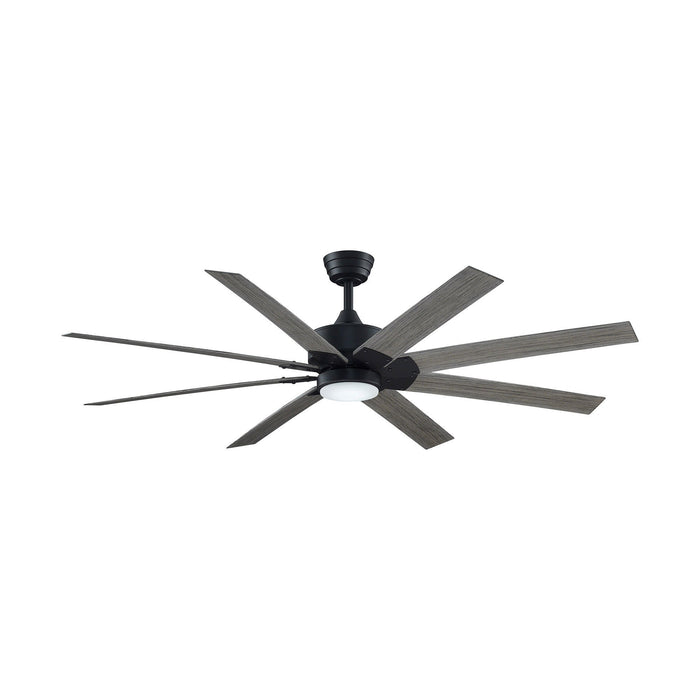 Levon Custom LED Ceiling Fan in Black/Weathered Wood (64-Inch).