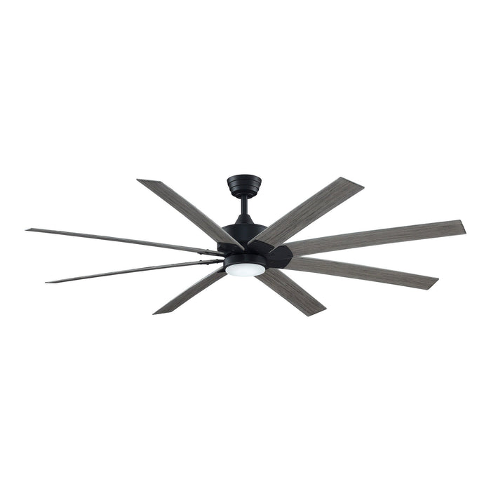 Levon Custom LED Ceiling Fan in Black/Weathered Wood (72-Inch).