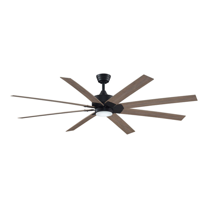 Levon Custom LED Ceiling Fan in Black/Washed Pine (72-Inch).