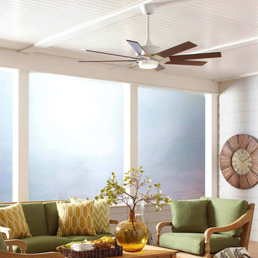 Levon Custom LED Ceiling Fan in living room.