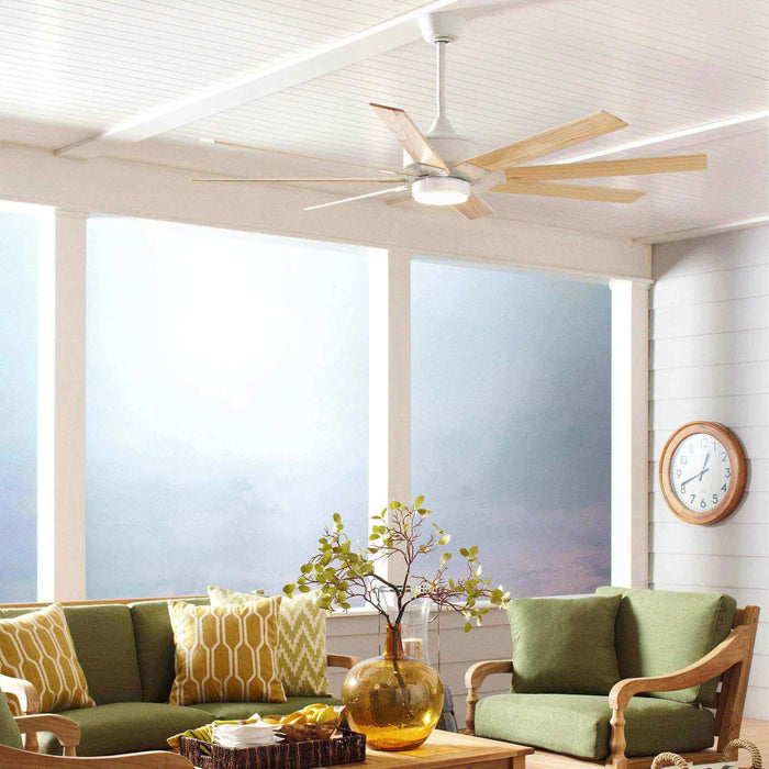 Levon Custom LED Ceiling Fan in living room.