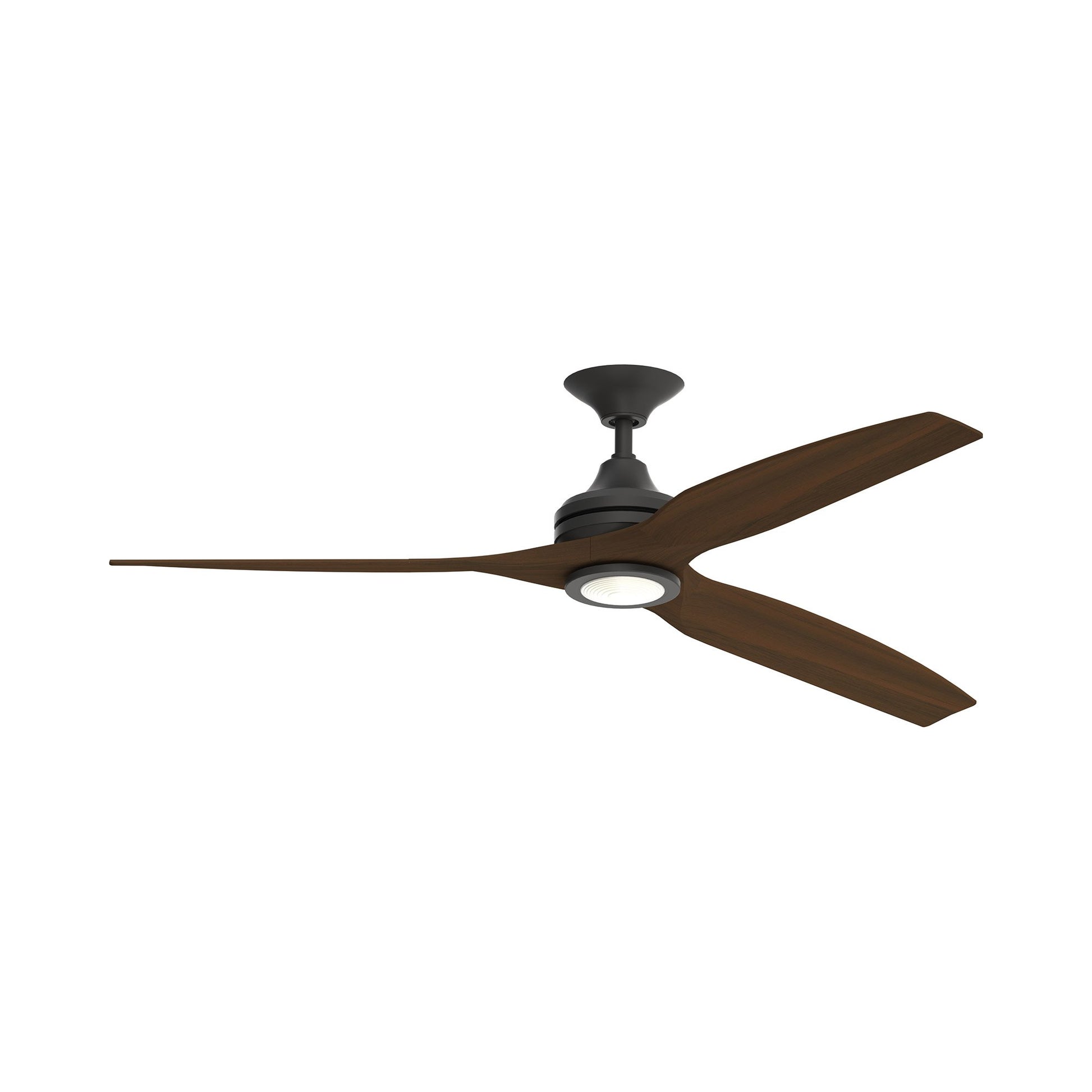 Spitfire LED Ceiling Fan in Black/Whiskey Wood (48-Inch).