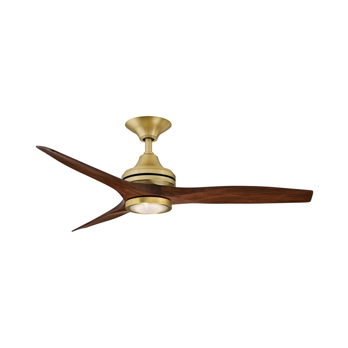 Spitfire LED Ceiling Fan in Brushed Satin Brass/Whiskey Wood (48-Inch).