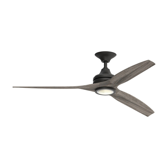 Spitfire LED Ceiling Fan in Black/Weathered Wood (60-Inch).