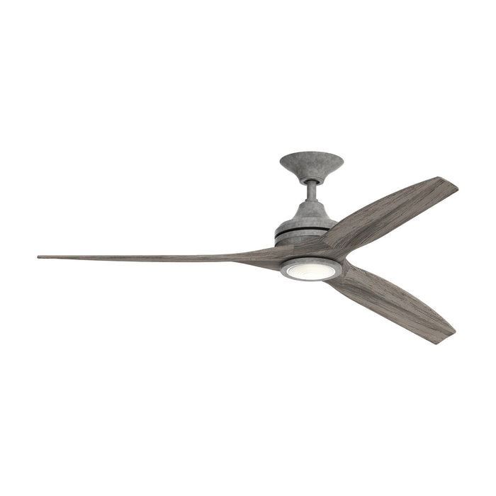 Spitfire LED Ceiling Fan in Galvanized/Weathered Wood (60-Inch).