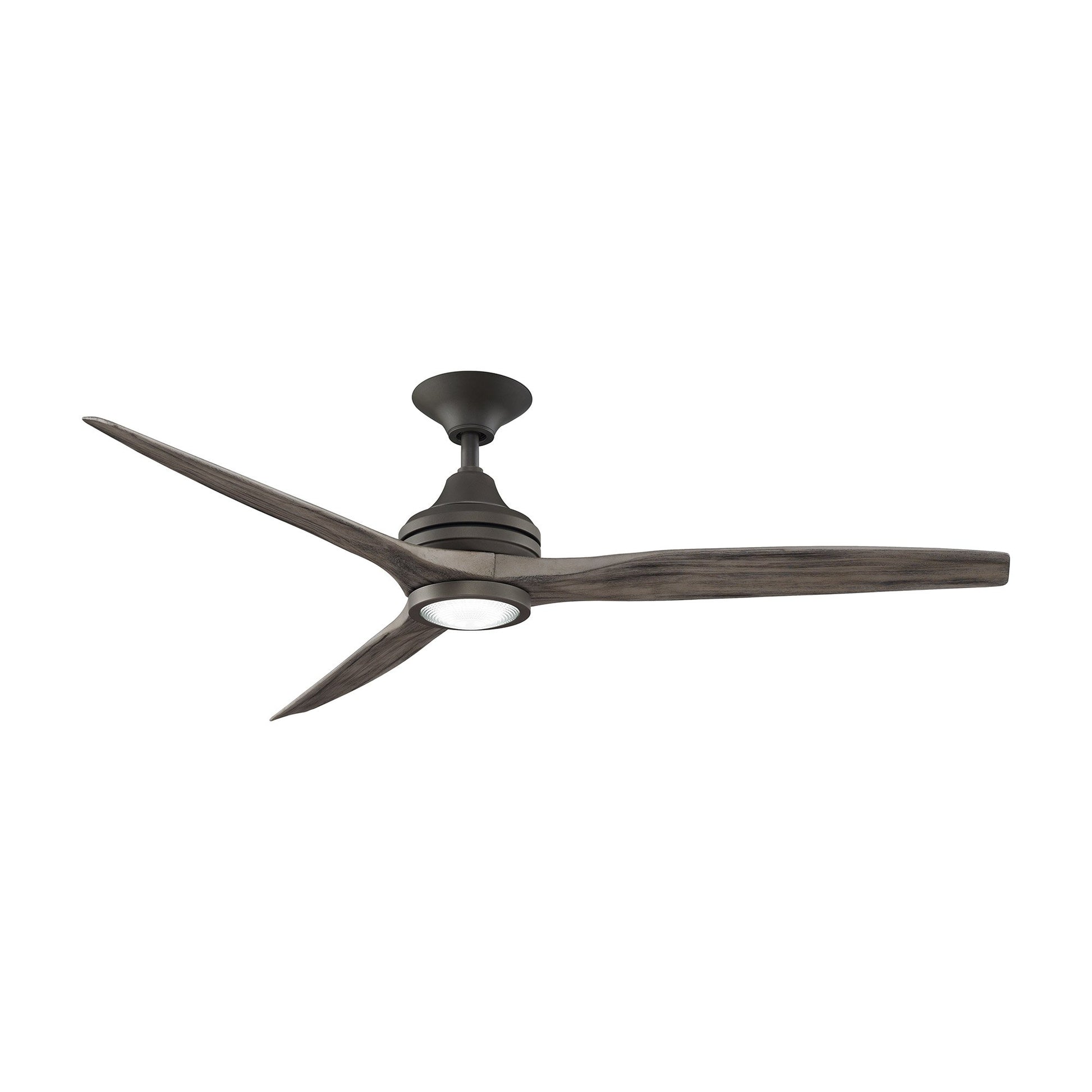 Spitfire LED Ceiling Fan in Matte Greige/Weathered Wood (60-Inch).