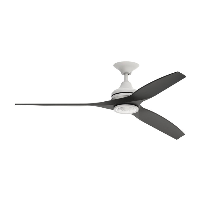 Spitfire LED Ceiling Fan in Matte White/Black (60-Inch).