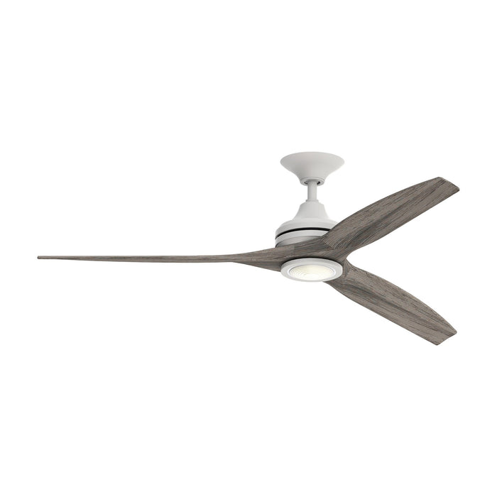 Spitfire LED Ceiling Fan in Matte White/Weathered Wood (60-Inch).