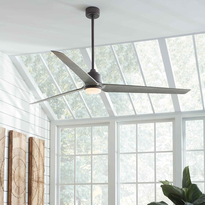 TriAire Custom LED Ceiling Fan in living room.