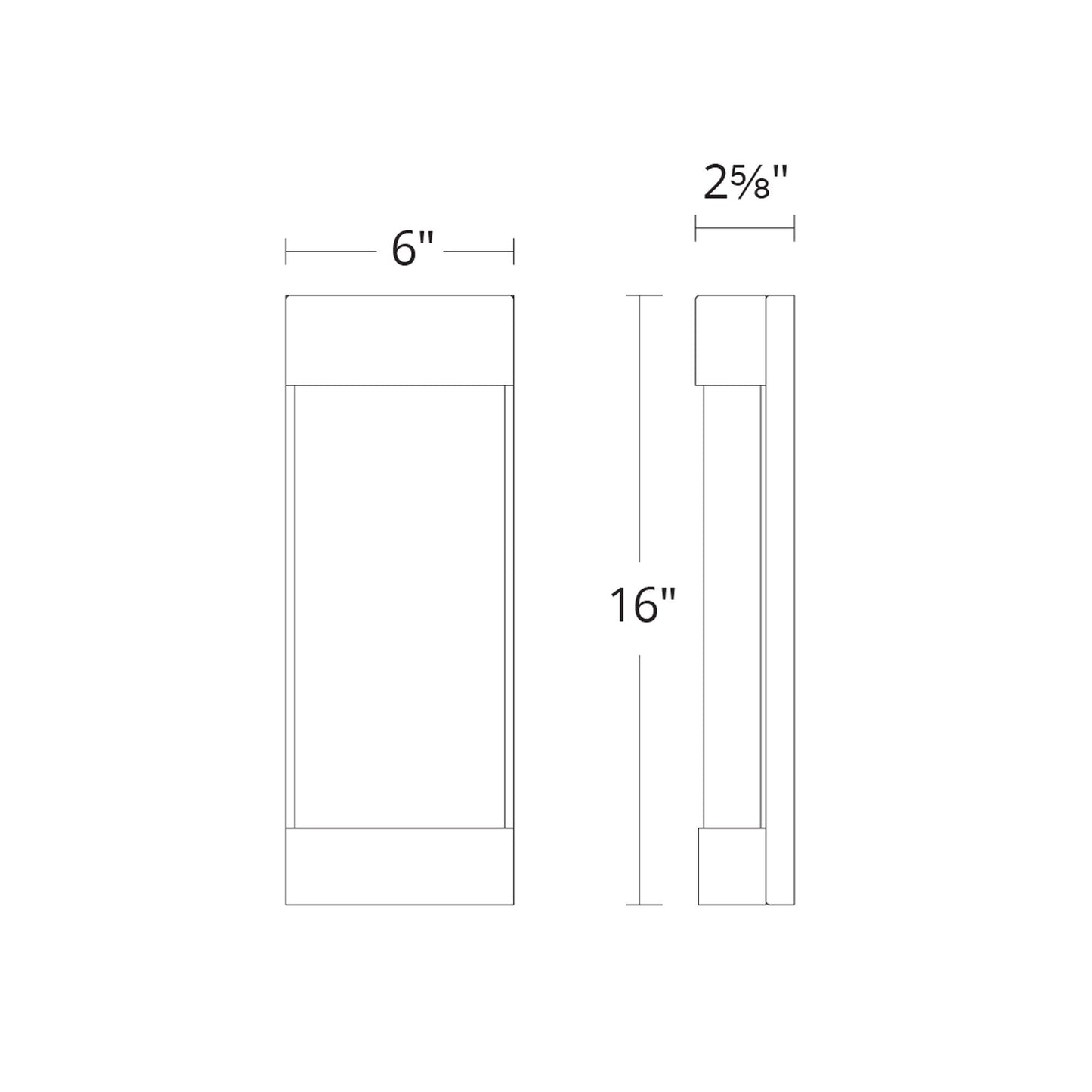 Fathom Outdoor LED Wall Light - line drawing.