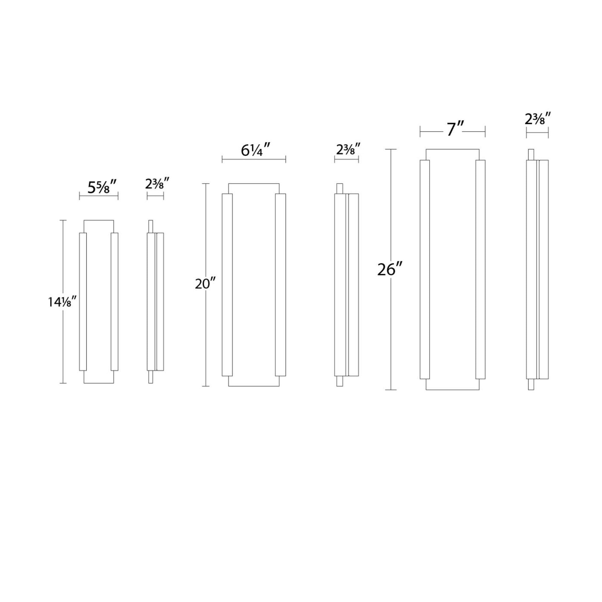 Fiction Outdoor LED Wall Light - line drawing.