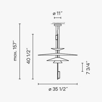 Flamingo 1550 LED Pendant Light - line drawing.