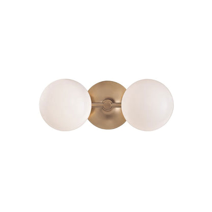 Flemming LED Bath Vanity Light in 2-Light/Aged Brass.