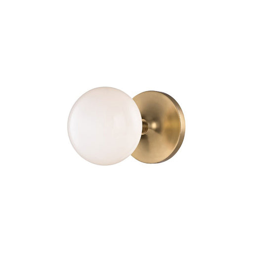 Flemming LED Bath Wall Light in Aged Brass.