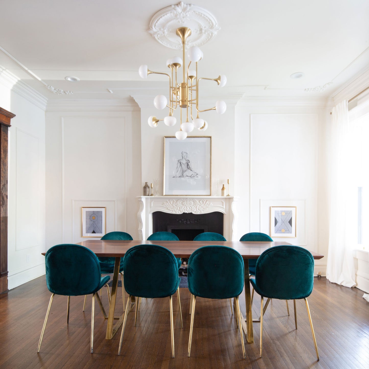 Flemming LED Chandelier in dining room.