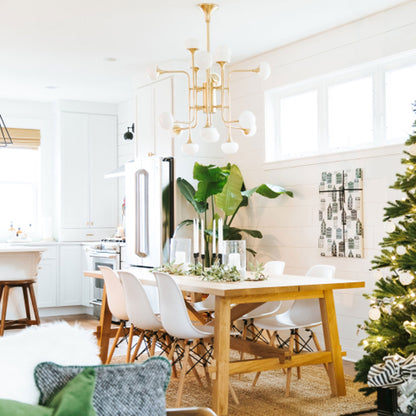 Flemming LED Chandelier in dining room.