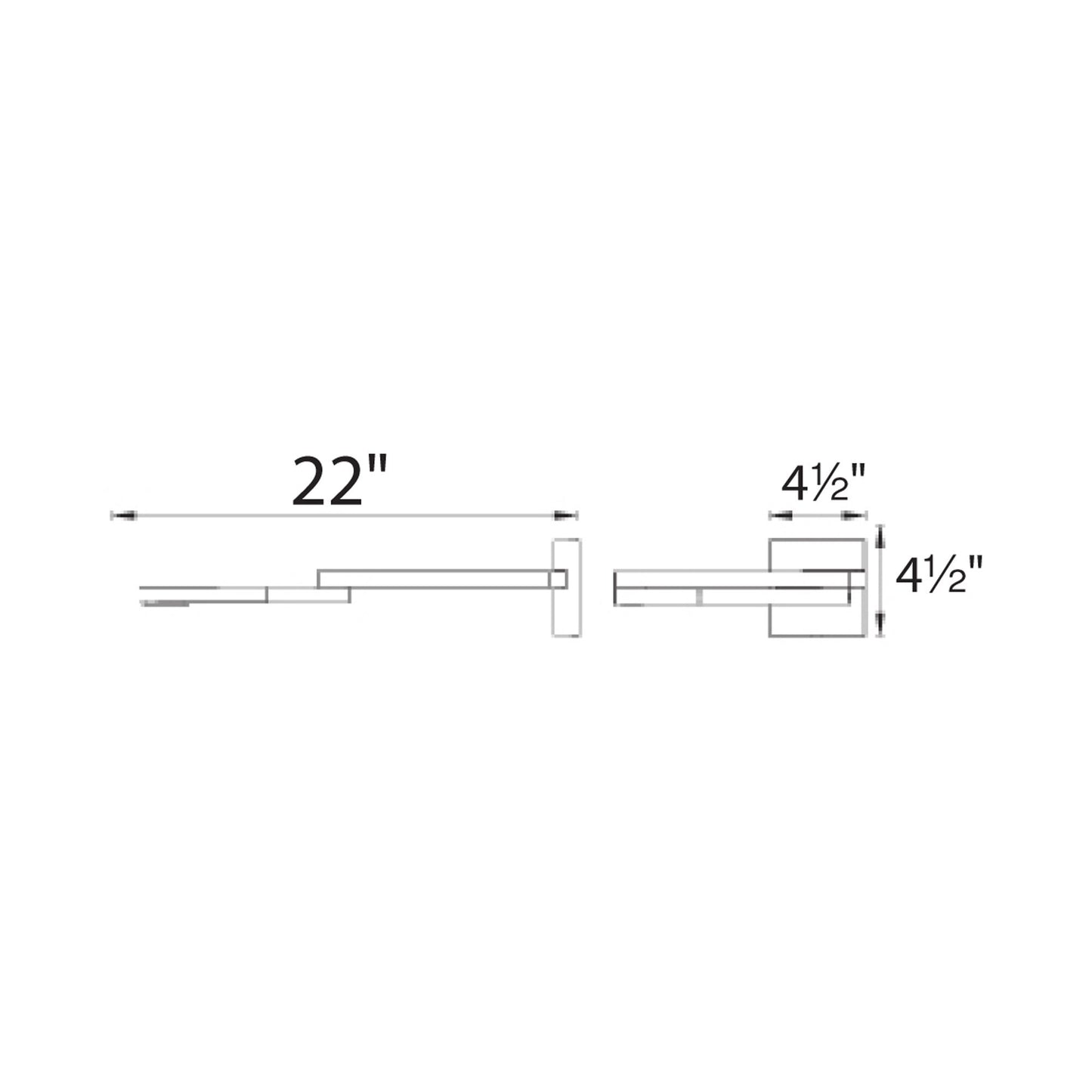 Flip LED Swing Arm Wall Light - line drawing.