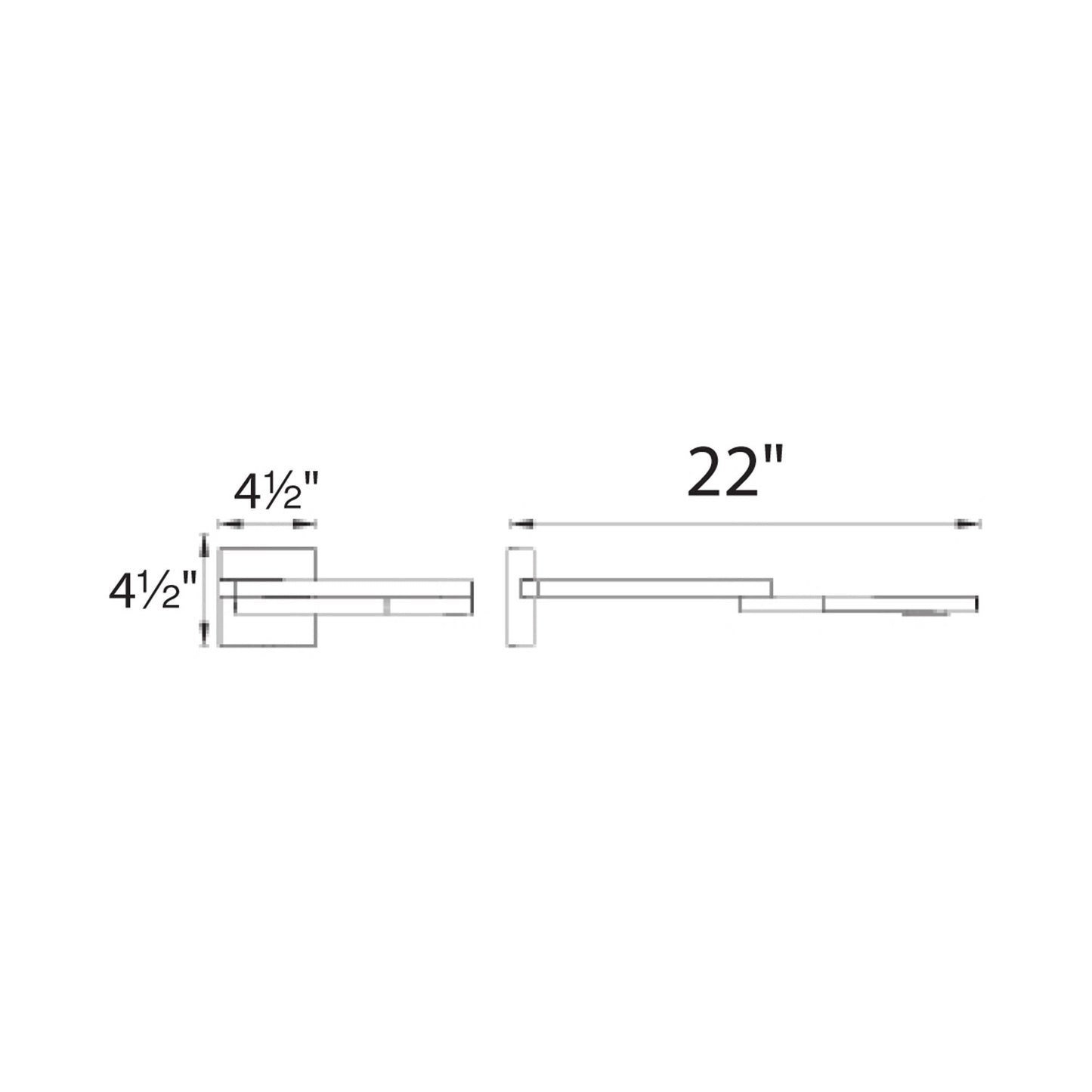 Flip LED Swing Arm Wall Light - line drawing.