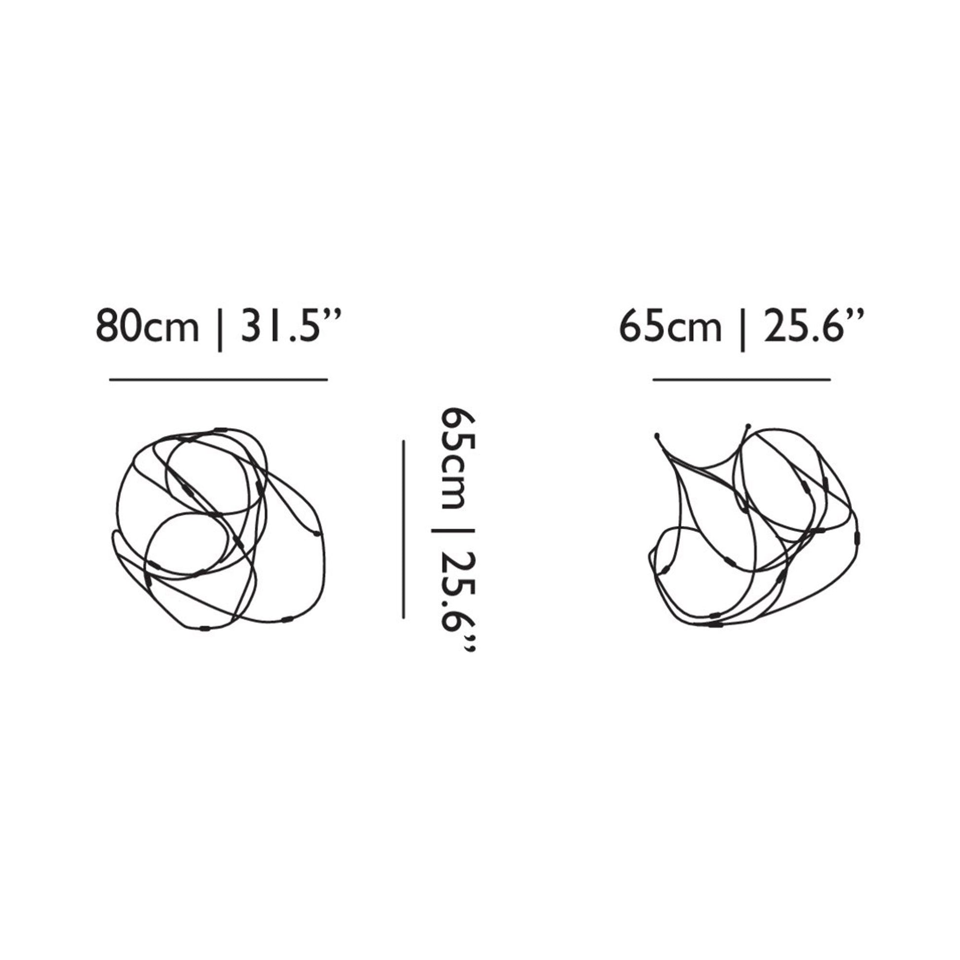 Flock of Light LED Chandelier - line drawing.