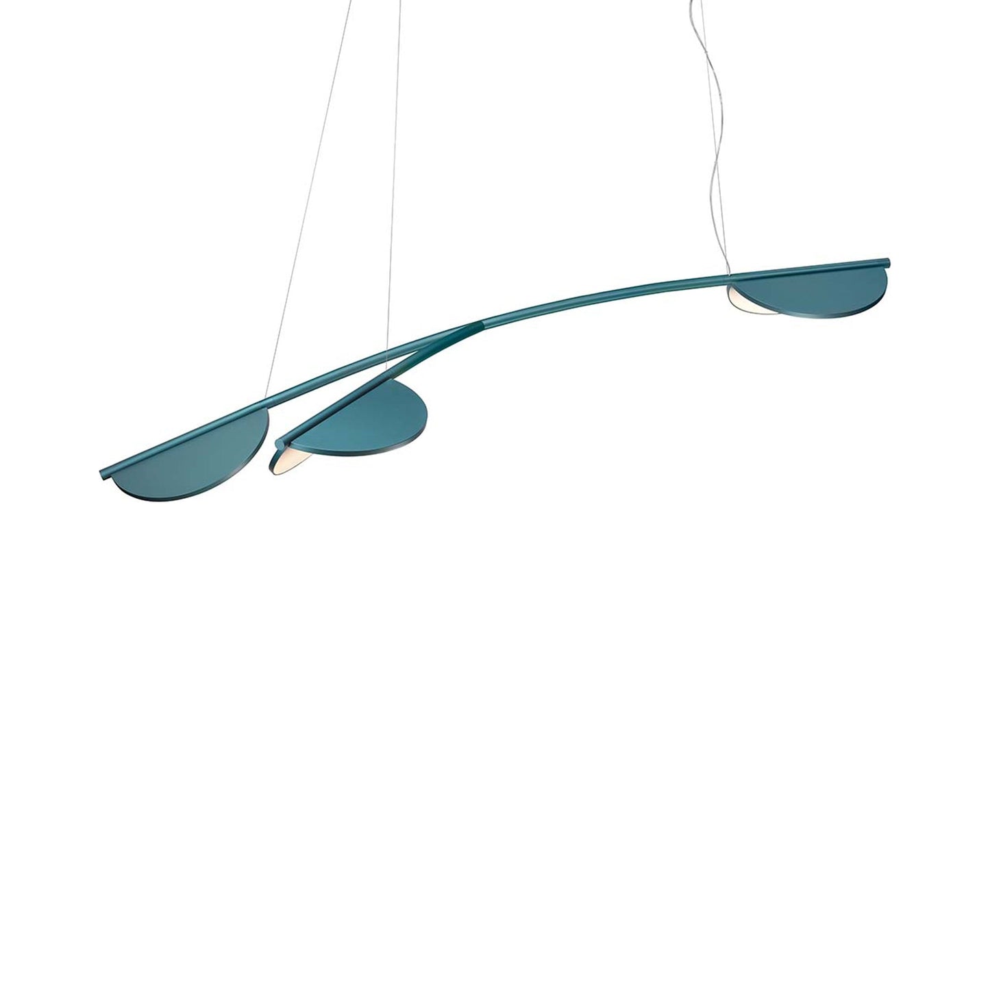 Almendra Organic LED Linear Pendant Light in Bay Blue Metallized (3-Light/Long).