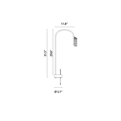 Caule Nest Outdoor LED Bollard - line drawing.