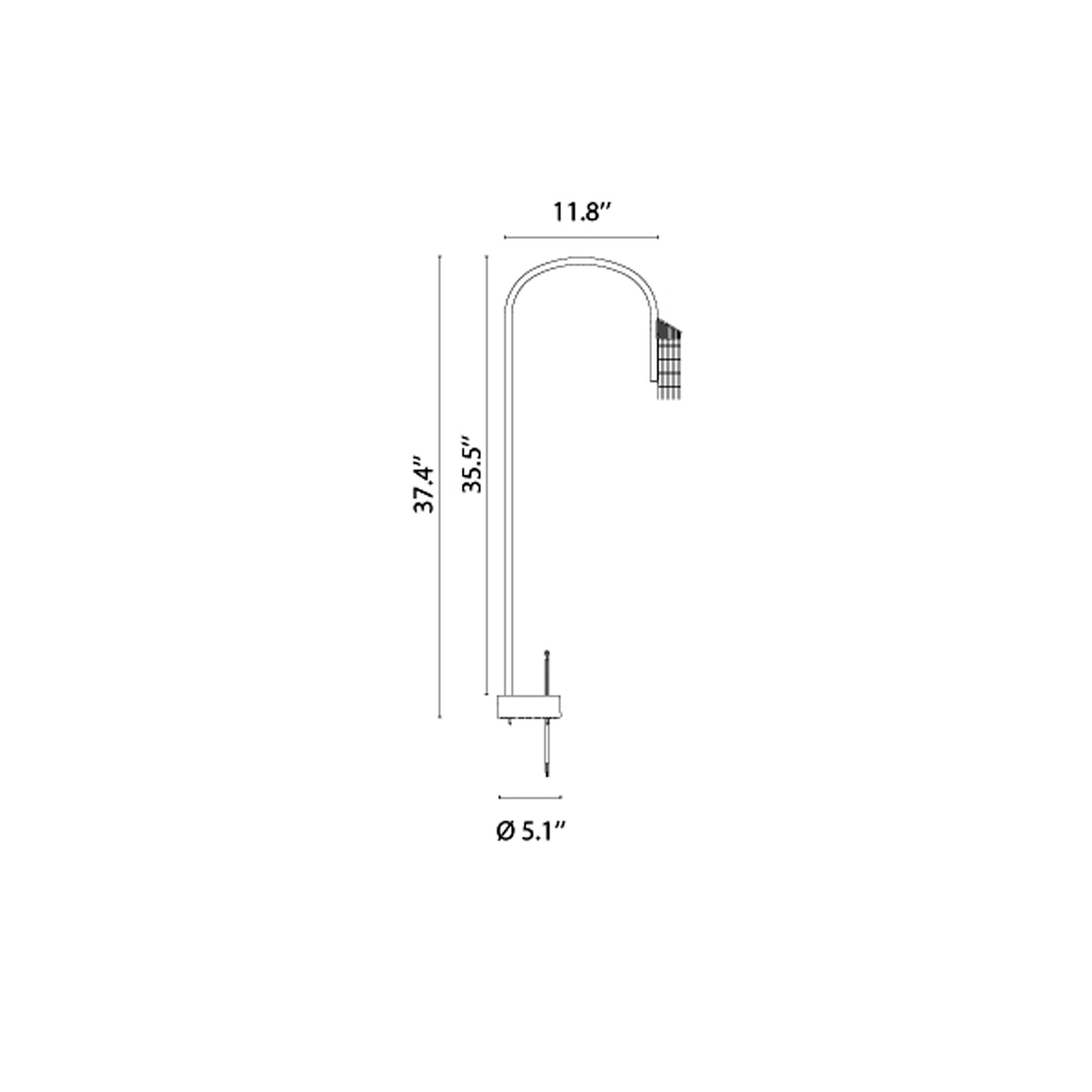 Caule Nest Outdoor LED Bollard - line drawing.