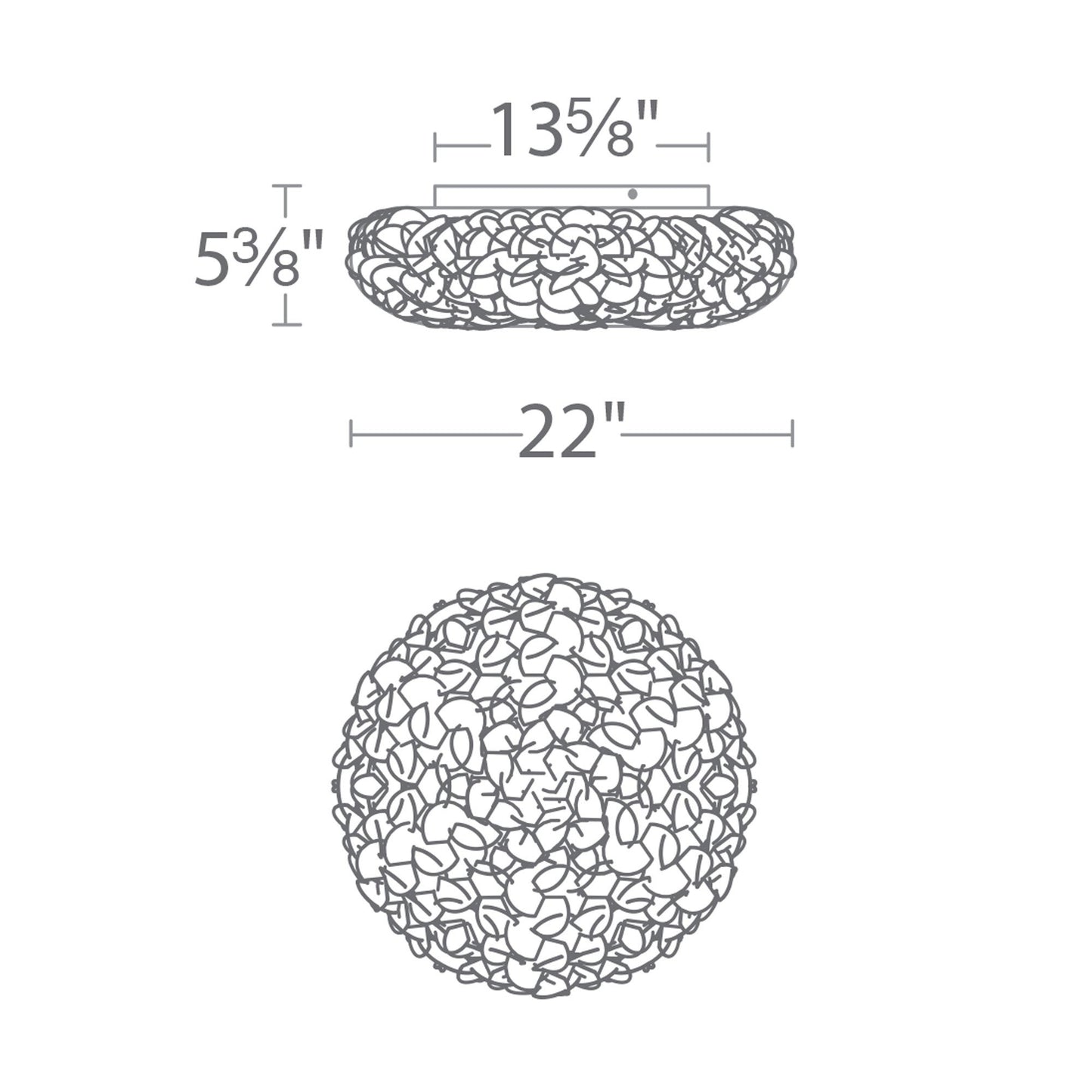 Fluffy LED Flush Mount Ceiling Light - line drawing.