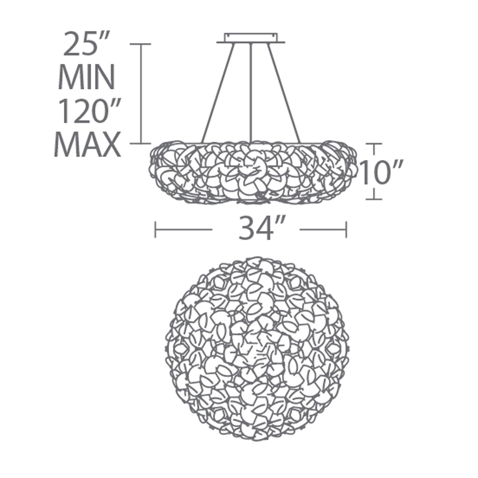 Fluffy LED Pendant Light - line drawing.