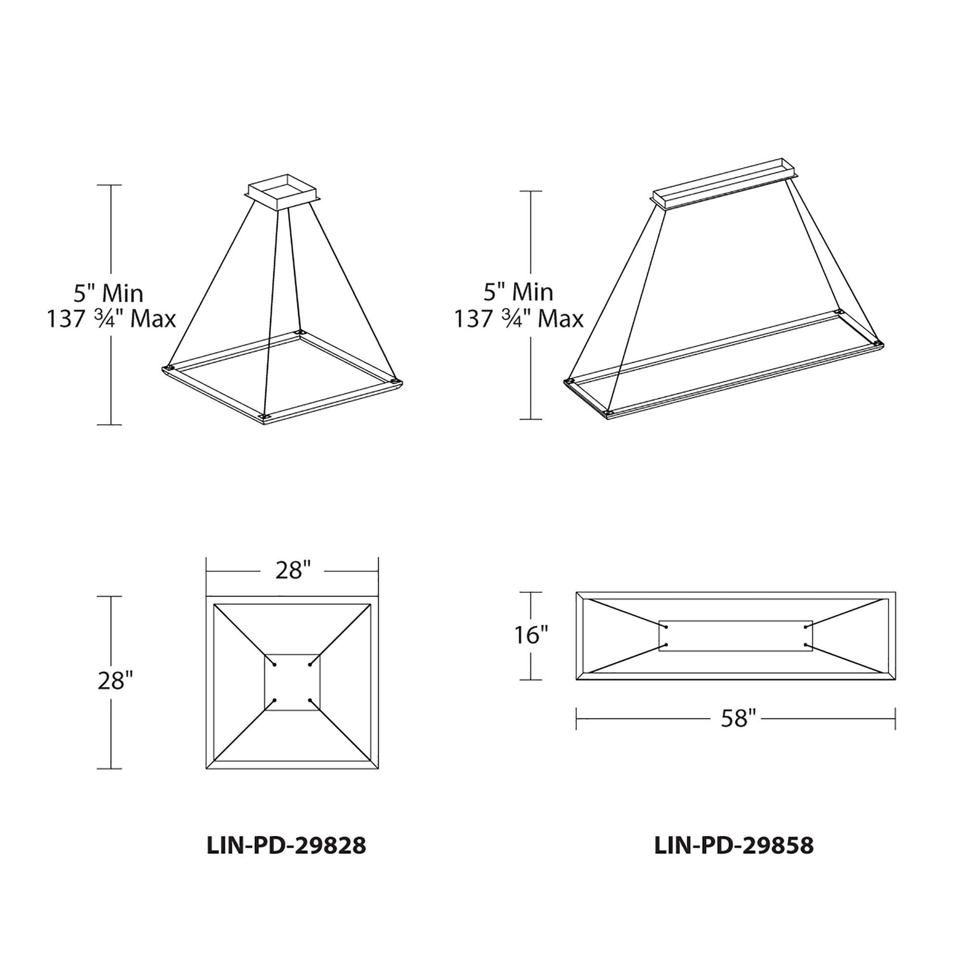 Frame LED Pendant Light - line drawing.