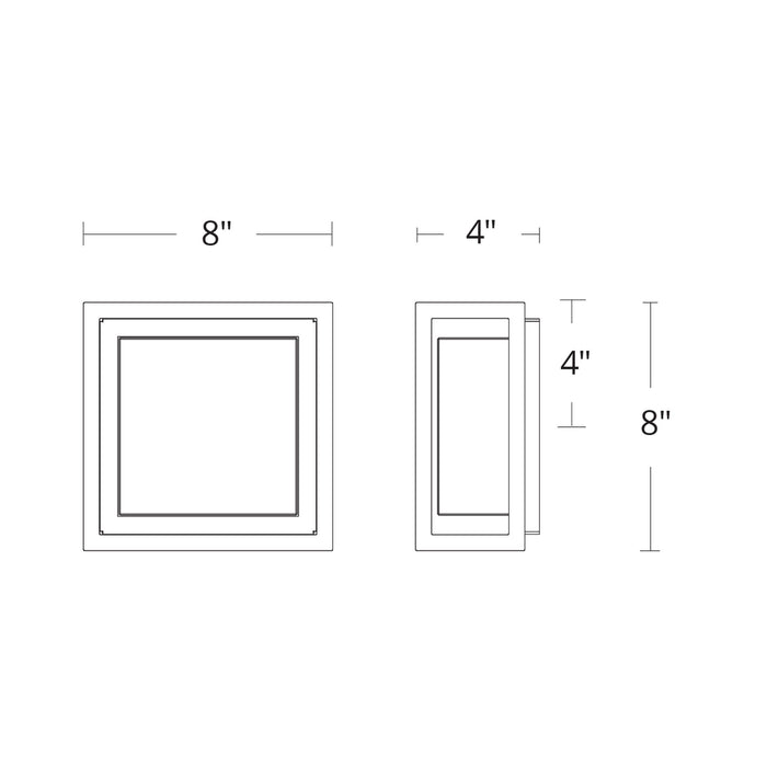 Framed Outdoor LED Wall Light - line drawing.