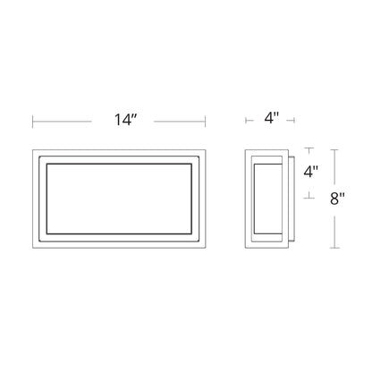 Framed Outdoor LED Wall Light - line drawing.